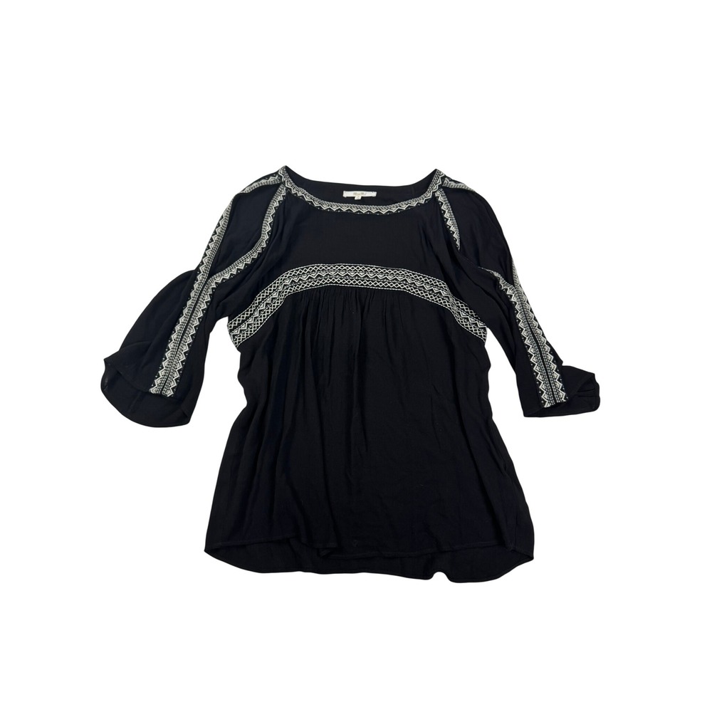 Miss Me Black Embroidered Cold Shoulder Peasant Blouse Size Medium